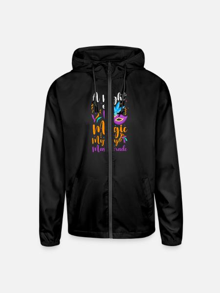 Disguise Fancy Dress Mardi Gras Party Masked - Unisex Lightweight Windbreaker Jacket - black - Front