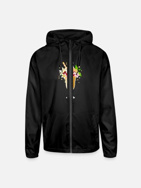 Ice Cream Sundae – Delicious Dessert Motif - Unisex Lightweight Windbreaker Jacket - black - Front