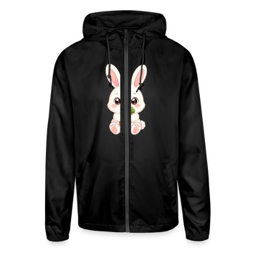Cute Bunny Rabbit Holding Carrot – Kawaii Easter - Unisex Lightweight Windbreaker Jacket