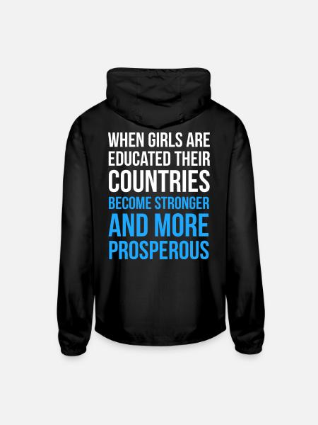 Empowering Women Education Quote - Unisex Lightweight Windbreaker Jacket - black