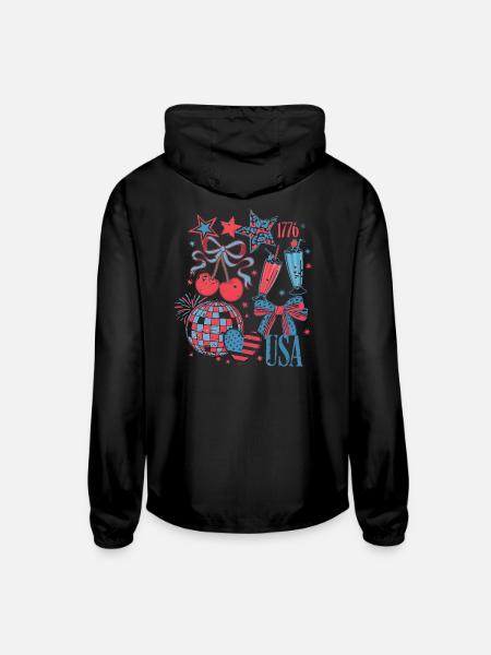 Patriotic Celebration Pop Art Design - Unisex Lightweight Windbreaker Jacket - black - Back