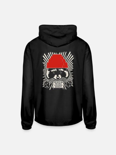 Raccoon DEVO Hat Poster – Bold Political Art Print - Unisex Lightweight Windbreaker Jacket - black