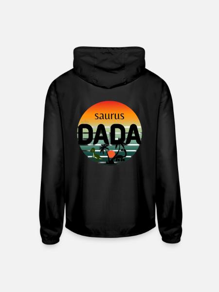Prehistoric Dinosaur Sunset Design - Unisex Lightweight Windbreaker Jacket - black