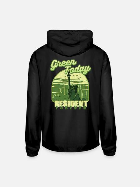 Green Card - Unisex Lightweight Windbreaker Jacket - black - Back