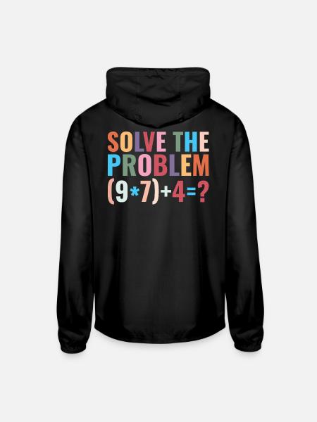 Solve The Problem Math Equation 67 Meme - Unisex Lightweight Windbreaker Jacket - black - Back