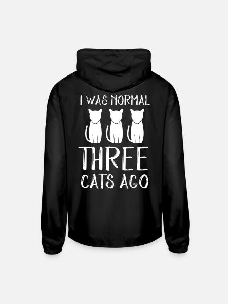 I Was Normal Three Cats Ago - Unisex Lightweight Windbreaker Jacket - black - Back