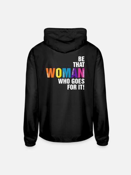 Be That Woman Who Goes For It - Unisex Lightweight Windbreaker Jacket - black - Back