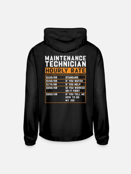 Maintenance Technician Hourly Rate - Unisex Lightweight Windbreaker Jacket - black