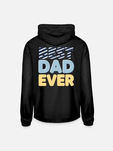 Best Dad Ever Striped Letters - Unisex Lightweight Windbreaker Jacket - black