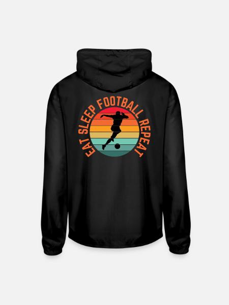 EAT SLEEP FOOTBALL REPEAT - Unisex Lightweight Windbreaker Jacket - black