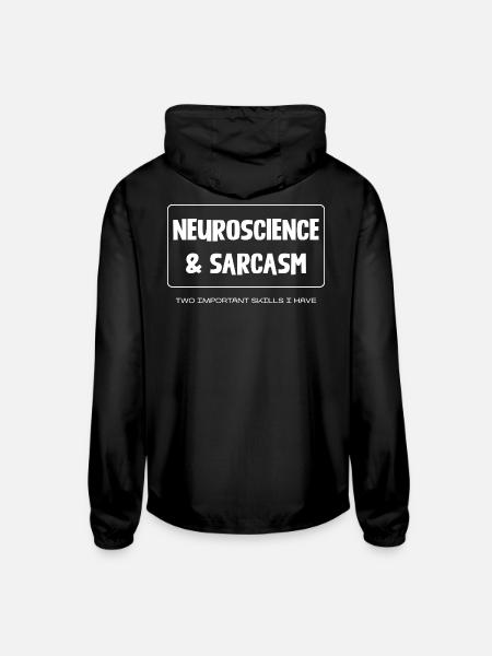 Neuroscience & Sarcasm - Unisex Lightweight Windbreaker Jacket - black - Back