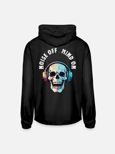 Noise Off , Mind On - Unisex Lightweight Windbreaker Jacket - black - Back
