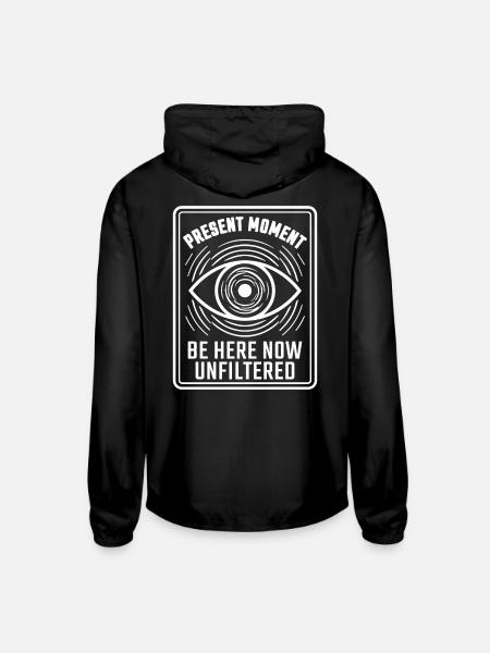 Eye Mindfulness Present Moment - Unisex Lightweight Windbreaker Jacket - black - Back