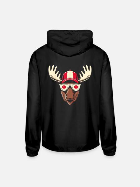 Canadian Moose Maple Sunglasses Christmas Animal - Unisex Lightweight Windbreaker Jacket - black - Back
