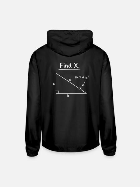 Find X Algebra Math - Unisex Lightweight Windbreaker Jacket - black - Back
