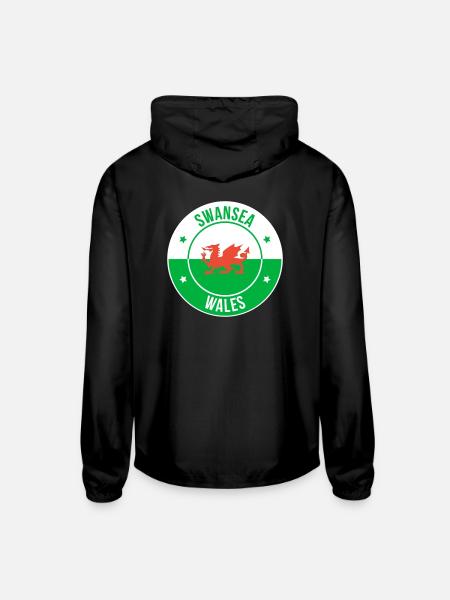 Dragon Crest Swansea Wales - Unisex Lightweight Windbreaker Jacket - black