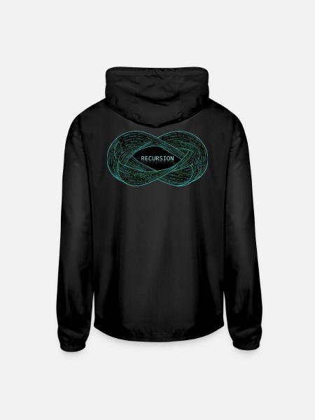 Recursion Nebula: Fibonacci Loops - Unisex Lightweight Windbreaker Jacket - black - Back
