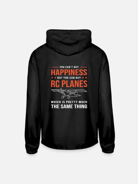 RC Plane Remote Control Model Airplane - Unisex Lightweight Windbreaker Jacket - black - Back