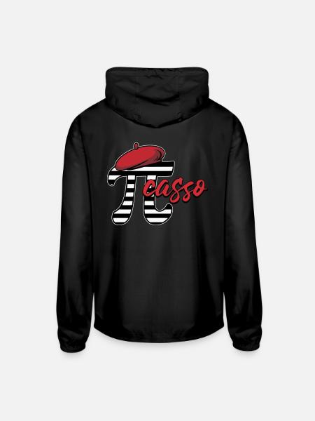 PI-casso Funny Pi Day - Unisex Lightweight Windbreaker Jacket - black - Back