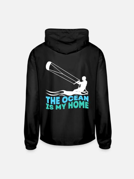Kitesurfing Water Sport Kiteboarder - Unisex Lightweight Windbreaker Jacket - black - Back