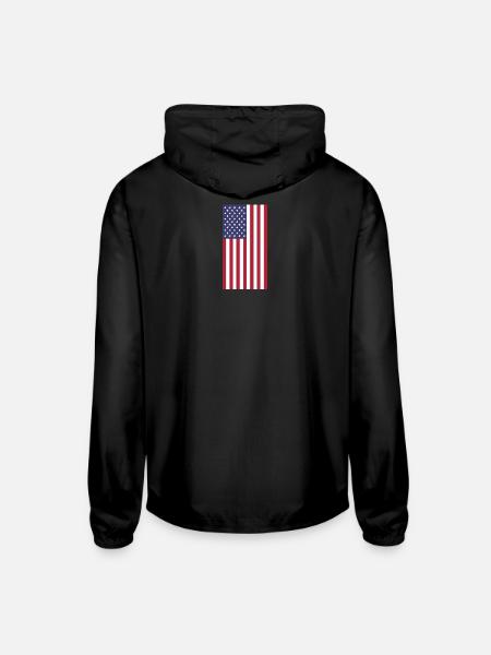 USA Flag, vertical - Unisex Lightweight Windbreaker Jacket - black