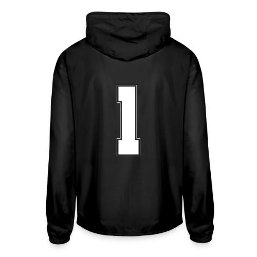 White Number 1 – Varsity Font - Unisex Lightweight Windbreaker Jacket