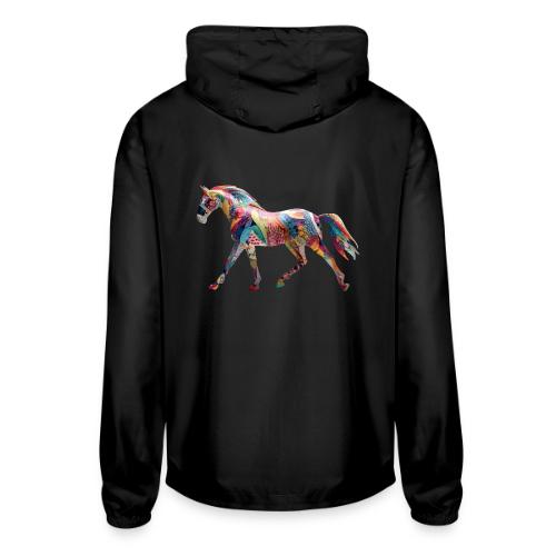 Colorful Abstract Horse Art Design - Unisex Lightweight Windbreaker Jacket
