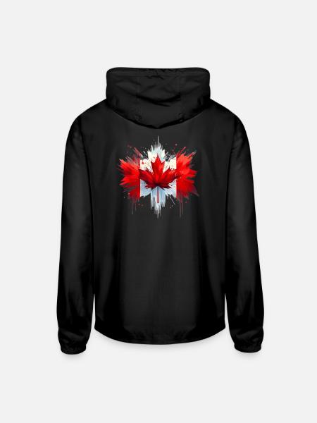Maple Splash Canadian Flag - Unisex Lightweight Windbreaker Jacket - black - Back