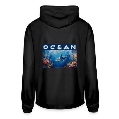 Ocean: Synthwave Shark - Unisex Lightweight Windbreaker Jacket