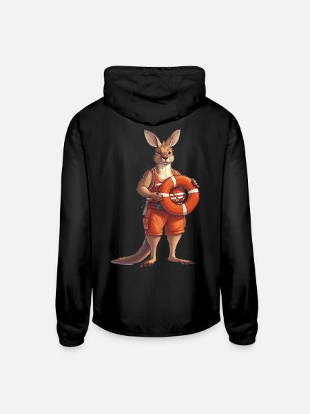 Lifeguard Kangaroo on Duty - Unisex Lightweight Windbreaker Jacket - black