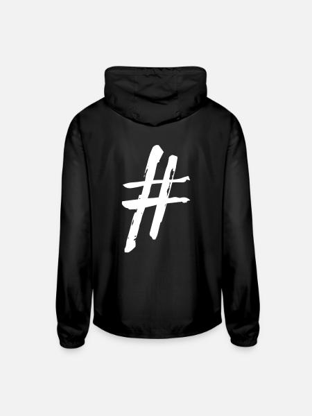 # Hashtag - Unisex Lightweight Windbreaker Jacket - black - Back