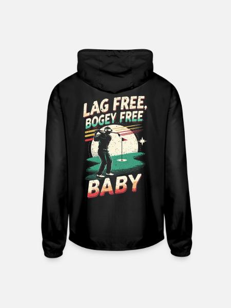 Golf Simulator Lag Free Bogey Free - Unisex Lightweight Windbreaker Jacket - black - Back