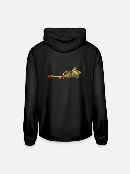 Frog, laying on side - Unisex Lightweight Windbreaker Jacket - black - Back