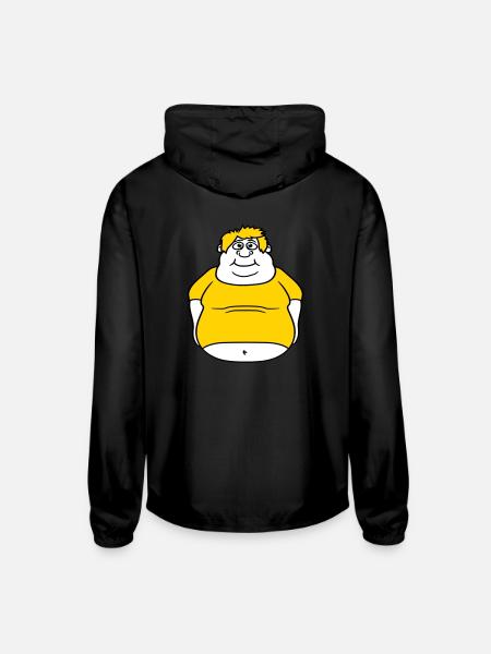 circle fat man clip art comic cartoon funny fat tr - Unisex Lightweight Windbreaker Jacket - black - Back