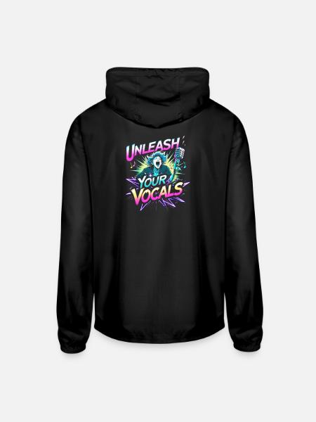 Karaoke Unleash Your Vocals - Unisex Lightweight Windbreaker Jacket - black - Back