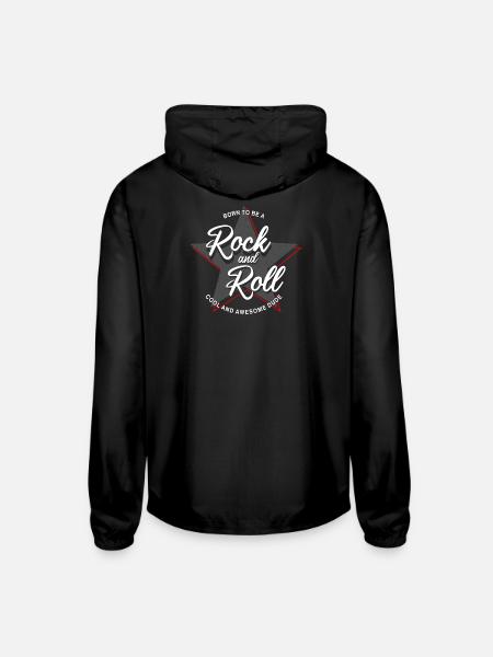 Born to Rock and Roll Star Design - Unisex Lightweight Windbreaker Jacket - black
