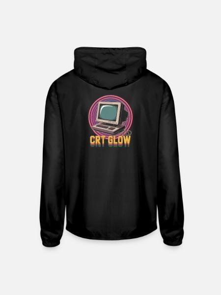CRT Computer Pop Culture Retro Video Game - Unisex Lightweight Windbreaker Jacket - black - Back