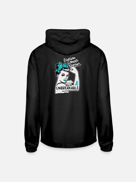 Unbreakable Ovarian Cancer Warrior - Unisex Lightweight Windbreaker Jacket - black