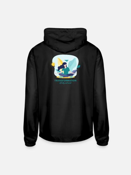 Mindful Transformation - Unisex Lightweight Windbreaker Jacket - black - Back