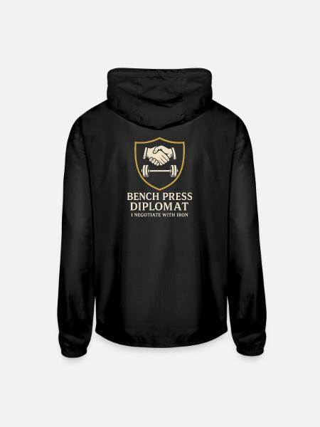 Funny Bench Press Meme Spot Me Bro Powerlifting - Unisex Lightweight Windbreaker Jacket - black - Back