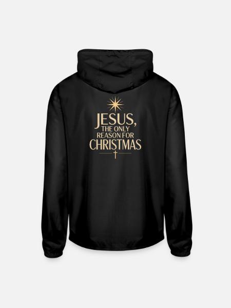 Jesus: The Only Reason for Christmas - Unisex Lightweight Windbreaker Jacket - black - Back