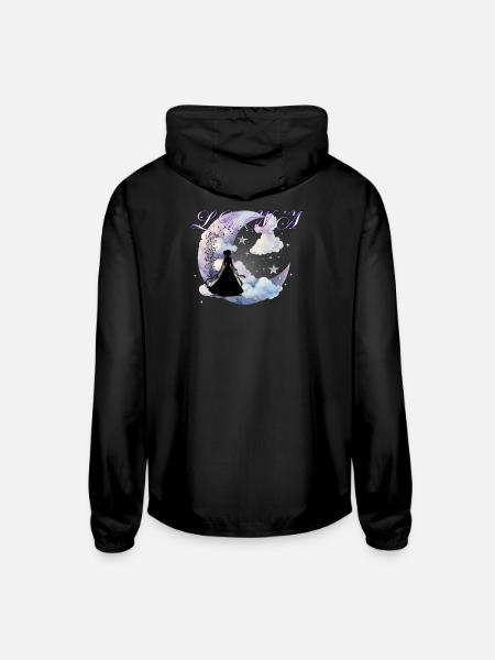Luna Silhouette on Moon - Unisex Lightweight Windbreaker Jacket - black