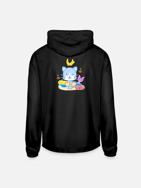Blue Cat Beach Splash - Unisex Lightweight Windbreaker Jacket - black
