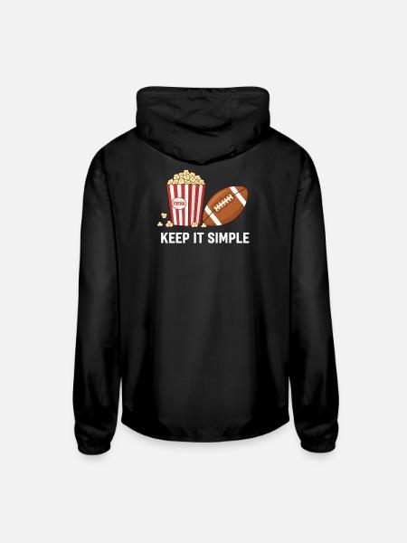 Popcorn Football Simplicity - Unisex Lightweight Windbreaker Jacket - black - Back