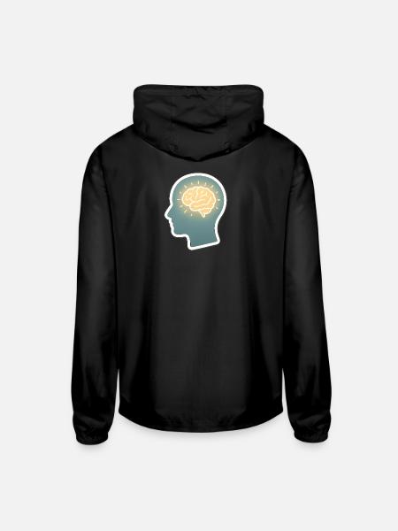 Neon Brain Glow Silhouette - Unisex Lightweight Windbreaker Jacket - black
