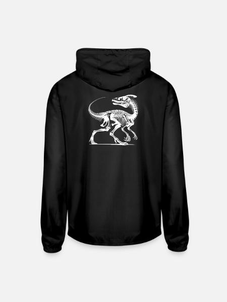 Dinosaur Raptor With Spine Bone - Unisex Lightweight Windbreaker Jacket - black