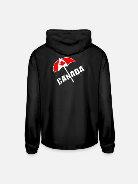 Canada Umbrella Maple Leaf - Unisex Lightweight Windbreaker Jacket - black - Back