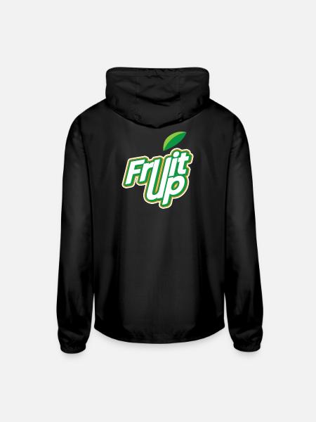 Fruit Up Leaf Logo Tee - Unisex Lightweight Windbreaker Jacket - black - Back