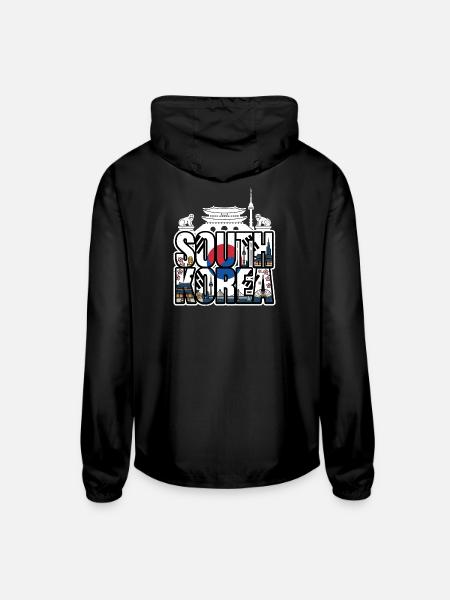 South_Korea - Unisex Lightweight Windbreaker Jacket - black
