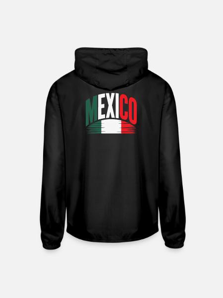Mexico Flag - Unisex Lightweight Windbreaker Jacket - black
